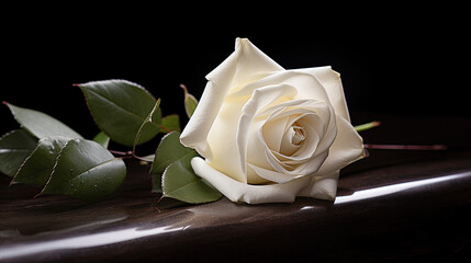 White rose on a casket