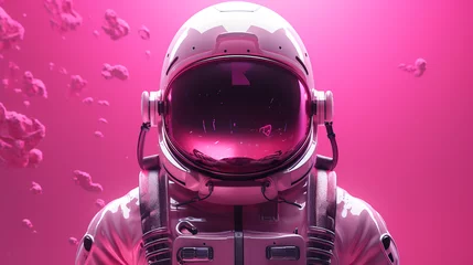 Gartenposter Rosa Astronaut pink planet spacesuit.ai generative