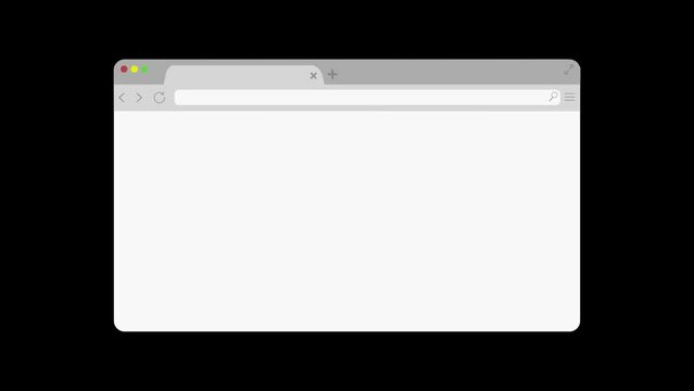 Blank browser window with space for text. Empty browser window on a laptop or computer with blank search bar. Black background.
