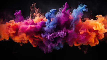 colorful smoke explosion in black background, Generative ai