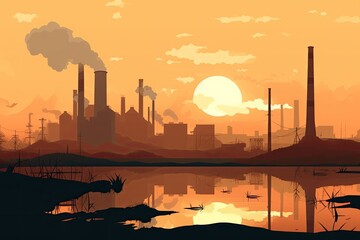 Obraz premium environmental industrial pollution environment illustration
