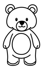 Bear - Cartoon Vector of Wild Animal Standing and Looking Forward in Black and White Style for Flexible Use i.e. Students' Educational Resources and Toy Shop Advertising Banners
