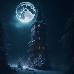 Tower in moon