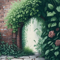 wall with ivy