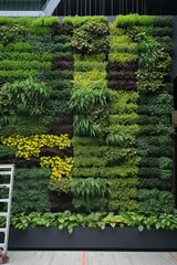 Green wall of different deciduous plants in the interior decoration. plant decorate on wall Genarate Ai