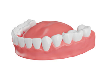 Dental arch with realistic tongue on transparent background in 3d rendering