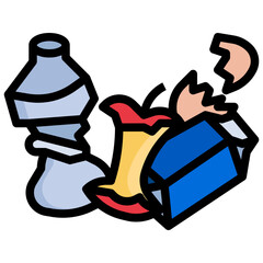 PLASTIC WASTE filled outline icon,linear,outline,graphic,illustration