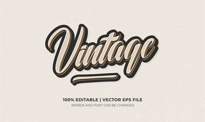 Vintage Grunge Retro Style Editable Text Effect, Editable Font Style Theme Vector