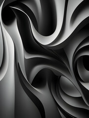 Abstract background with smooth shapes, dark gray ans silve monochrome 