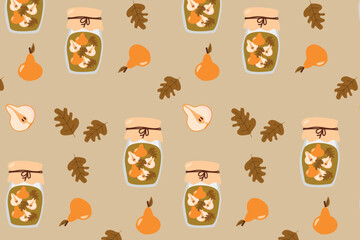 vector seamless pattern with compote and pears