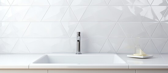 White tile with a diamond texture used as a background for the washroom