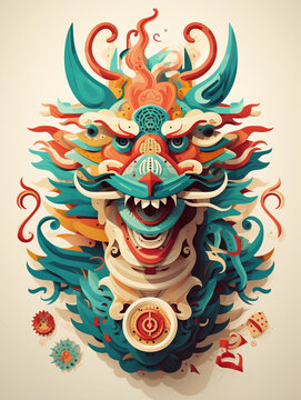 Dragon image with art design, 3d image of  illustrator