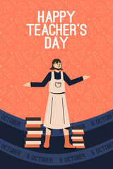 Girl student with books illustration for teacher's day 