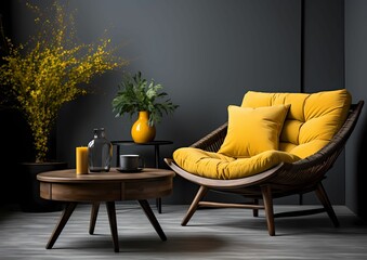 modern living room with sofa, tea table and plant