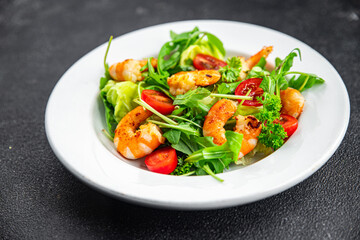 salad shrimp fresh seafood shrimps and arugula appetizer meal food snack on the table copy space food background
