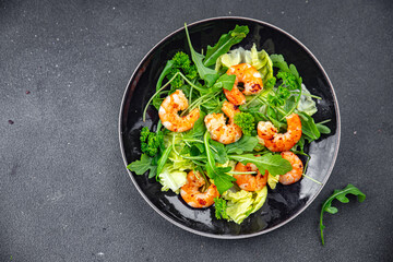salad shrimp fresh seafood shrimps and arugula appetizer meal food snack on the table copy space food background