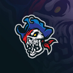 Skull mascot logo design vector with modern illustration concept style for badge, emblem and t shirt printing. Head skull pirates illustration.