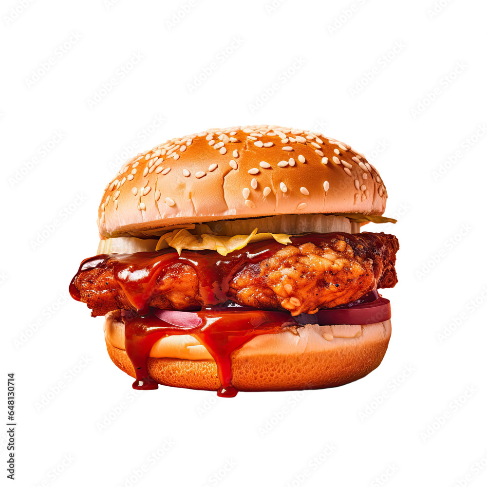 Canvas Prints Chicken Burger with BBQ Sauce