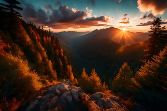 sunset over the mountains 4k HD quality photo. 