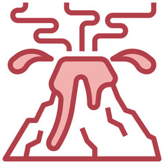 VOLCANO ERUPTION filled outline icon,linear,outline,graphic,illustration