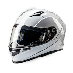 Motorcycle white sport helmet with visor isolated image