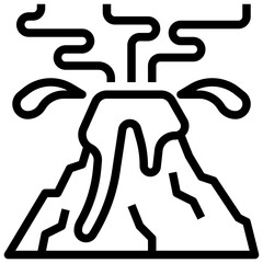 VOLCANO ERUPTION filled outline icon,linear,outline,graphic,illustration