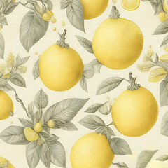 pattern with pears and leaves on watercolor drawing style