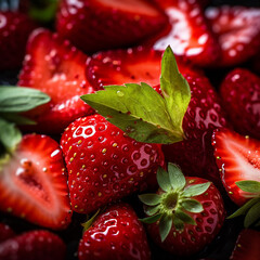 The fresh strawberries 
