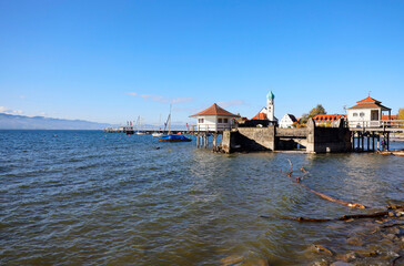 Fototapeta premium The City Wasserburg at the Lake Constance, Bavaria in Germany, Europe