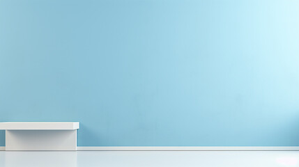 Obraz premium Plain soft blue wall and white floor background