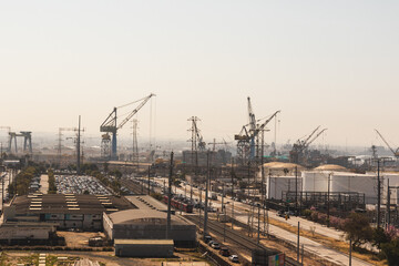 The bustling construction site of California's cityscape.