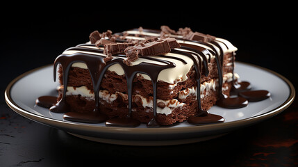 Dark chocolate brownie slice with homemade icing