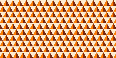 Triangle Pattern on Prism Orange Background. 3D Geometric fun seamless vector.