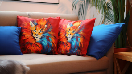 Warm Sofa Cushion cover Plush and fluffy, realistic, bright colors