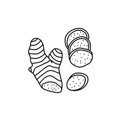 Ginger doodle icon, vector illustration isolated on white background