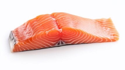 Fresh salmon fillet isolated on white background. A slice of red salmon meat