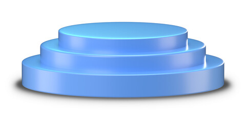 blue stage round podium 3d render