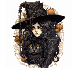 halloween witch cartoon wavy hair