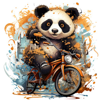 A whimsical panda t-shirt design with a playful twist, Generative Ai