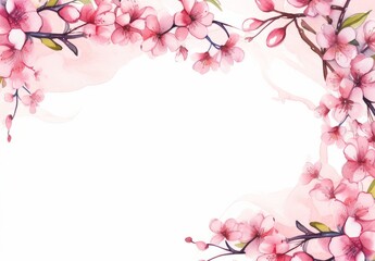 Fototapeta na wymiar Pink cherry blossoms on a white background.