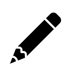 Pencil icon. Write, writing note symbol for education, office, and school. Pen study equipment tool. Solid style pictogram in black logo.  Vector illustration. Design on white background.