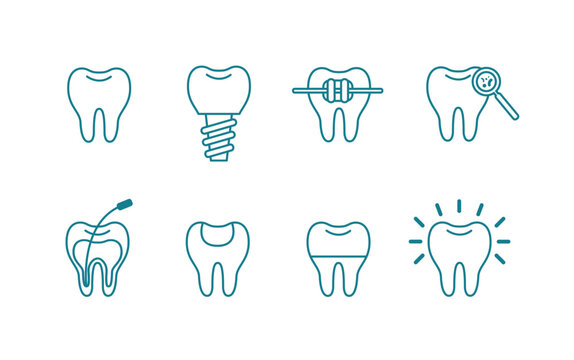 Dental thin line web icon set. Simple vector illustration.