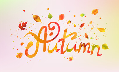 Autumn Text With Leaves