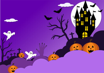 halloween background with pumpkin and bats