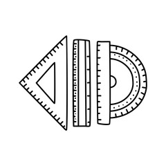 Vector illustration, Set of rulers icon isolated on white. simple office supplies doodle clipart isolated on white background