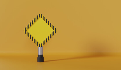 Empty Construction Sign on Yellow Background