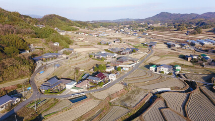日本の田園風景ドローン撮影・淡路島