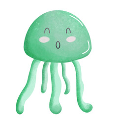 green jellyfish isolated on white