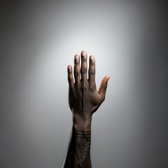 backside of a hand of a black man reaching out to the sky, AI Generative