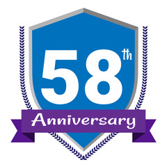 58th Anniversary. Anniversary sign collection isolated on white background. Vector Illustration EPS 10 File.